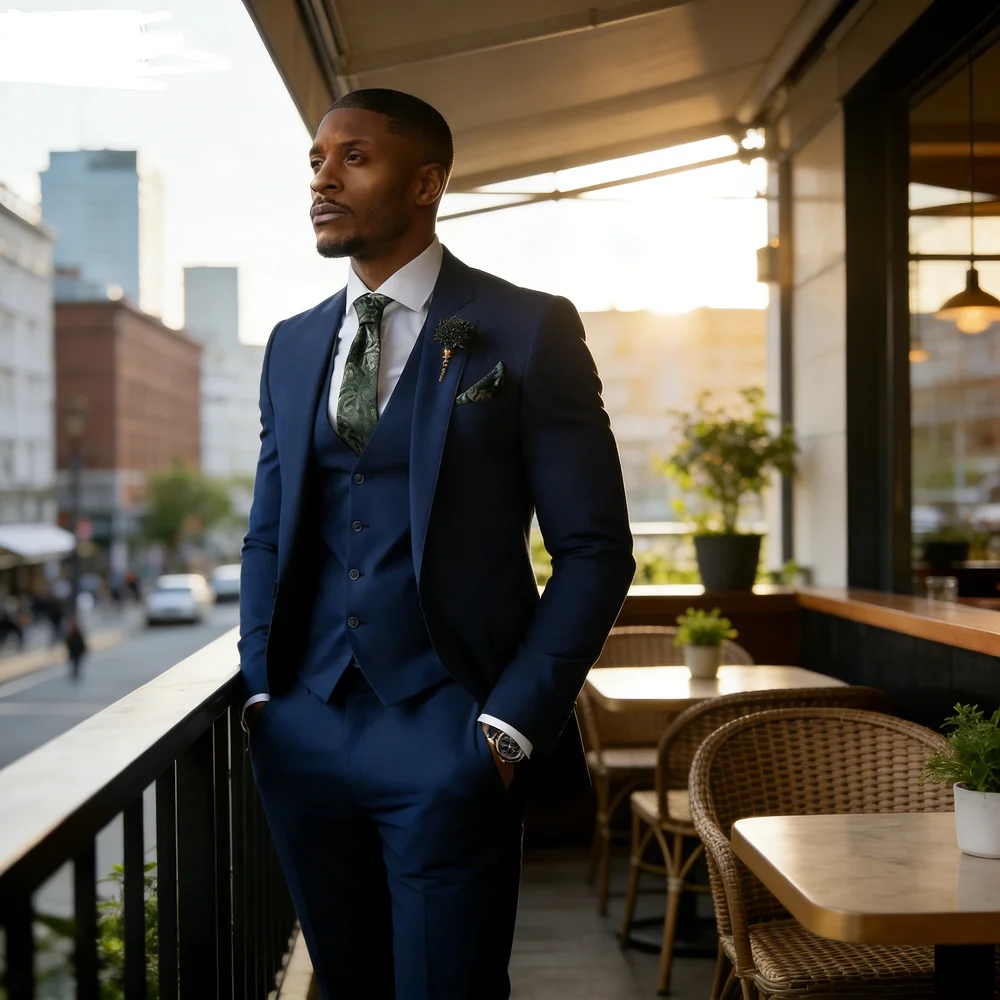 

Зеленый изумрудный мужской формальный смокинг из трех предметов, элегантный пиджак с зубчатыми лацканами + жилет + брюки, свадебный костюм для курения жениха