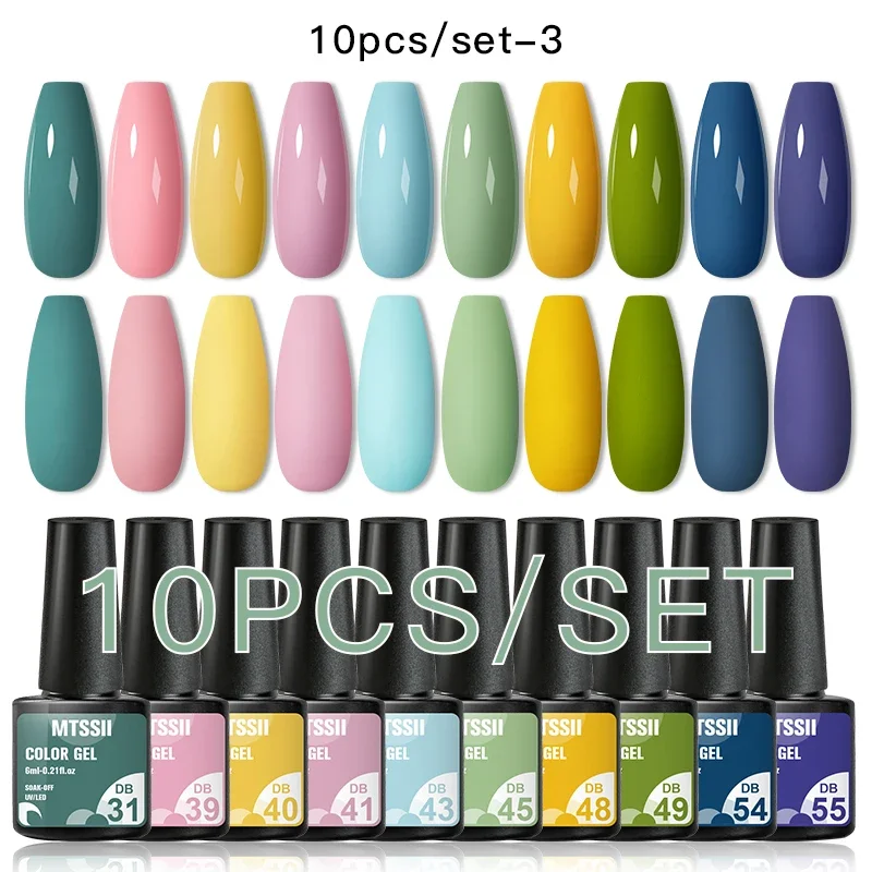 MTSSII 10 STKS Sparkly Fluorescerende Gel Nagellak Neon Shining Rood, Groen, Geel, Blauw Zomer Lente Nail Art Gel Vernis Kit