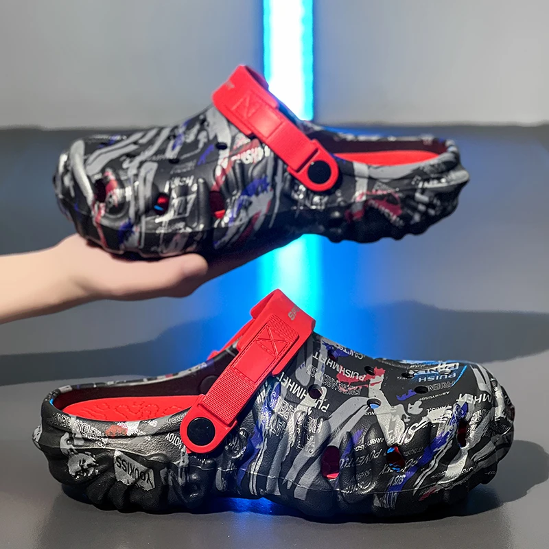 

Мужские летние повседневные дышащие легкие сандалии, модные кроссовки, удобные слипоны из ЭВА на плоской подошве для пляжа