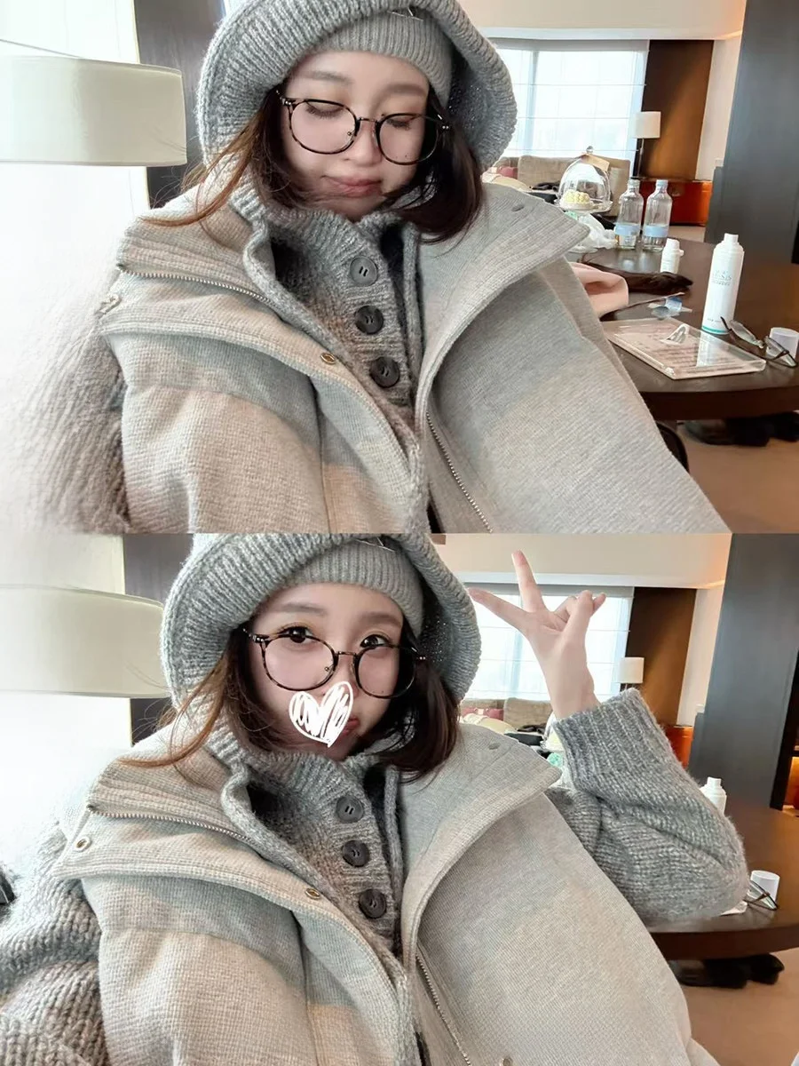 

Комплект CallmeEar: Женская зимняя вязаная шапка и пушистый пуховый жилет, повседневный костюм-двойка для взрослых, китайский бренд