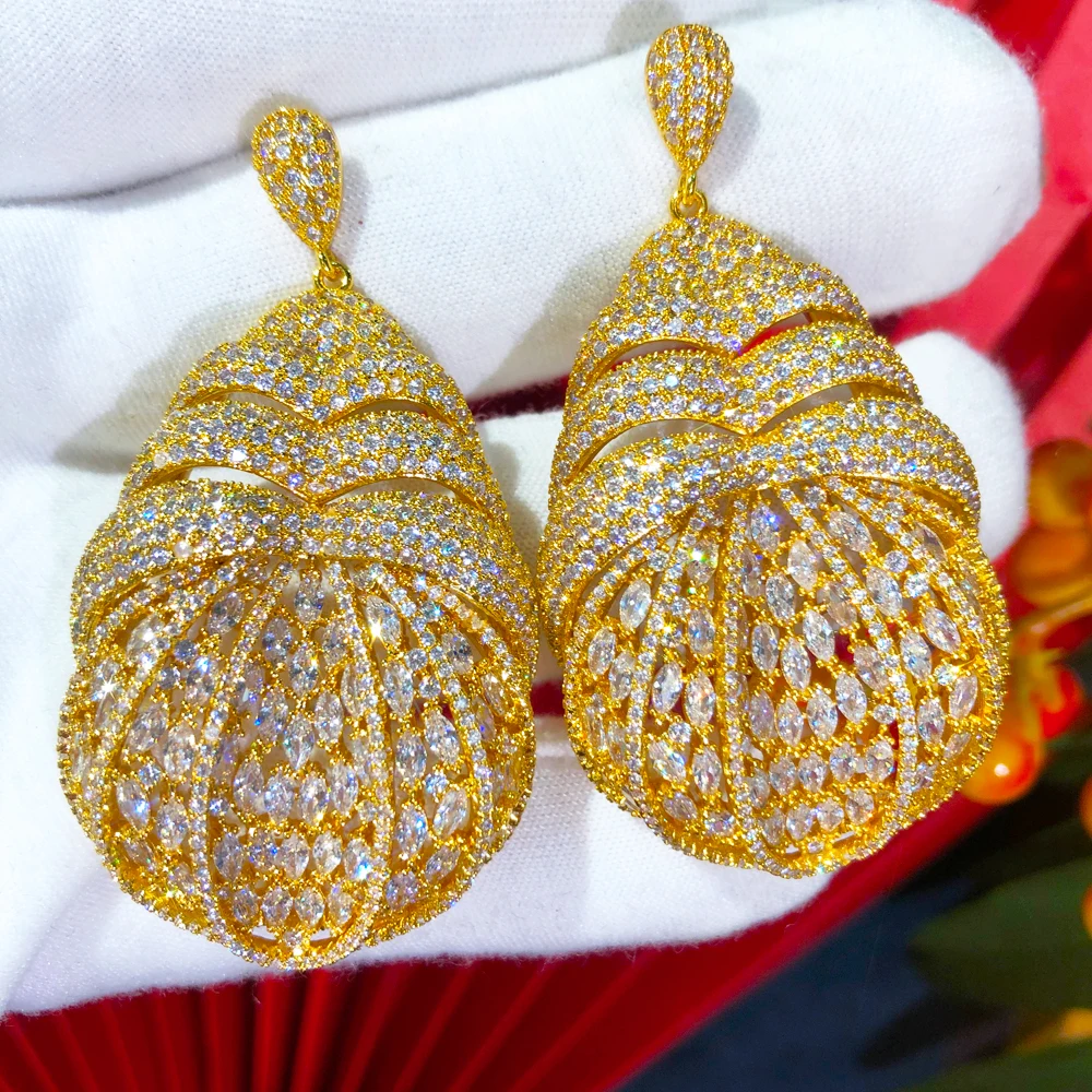 Missvikki Luxury Big Gorgeous Earrings Trendy Cubic Zircon Indian Earrings for women Wedding Engagement Party JEWELRY GIFT