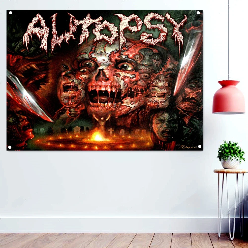 AUTOPSY Dark Heavy Metal Music Artwork Banners Background Wall Hanging Cloth Disgusting Bloody Art Wallpaper Rock Flags Poster