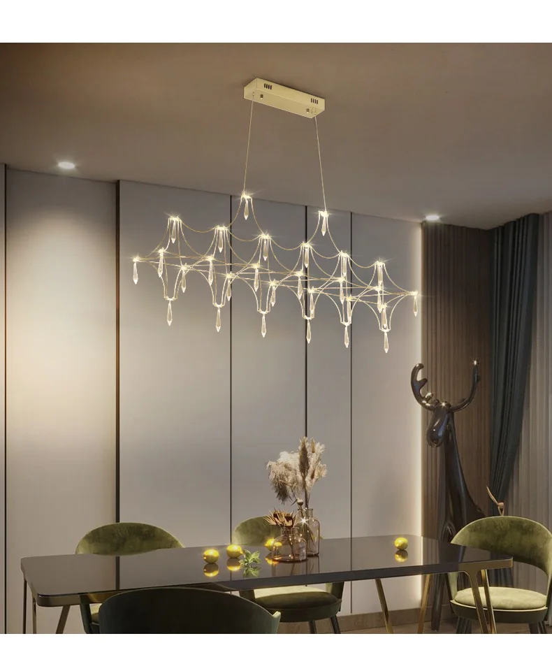 Restaurant Strip Chandelier Postmodern Light Luxury Lobby Front Desk Lamp Designer Minimalist Bar Dining Table Crystal LED Lamp