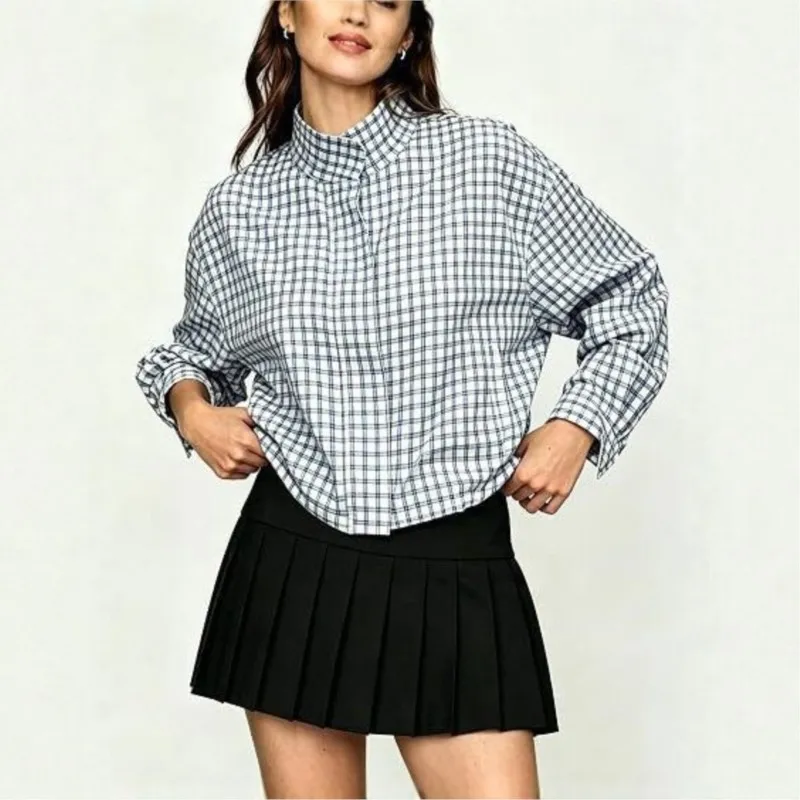 MsChuh Autunm Outerwears Women's Jacket Coat Shirts Top Casual Commuting Daily All-match Lattice Fashionable Long Sleeves Loose