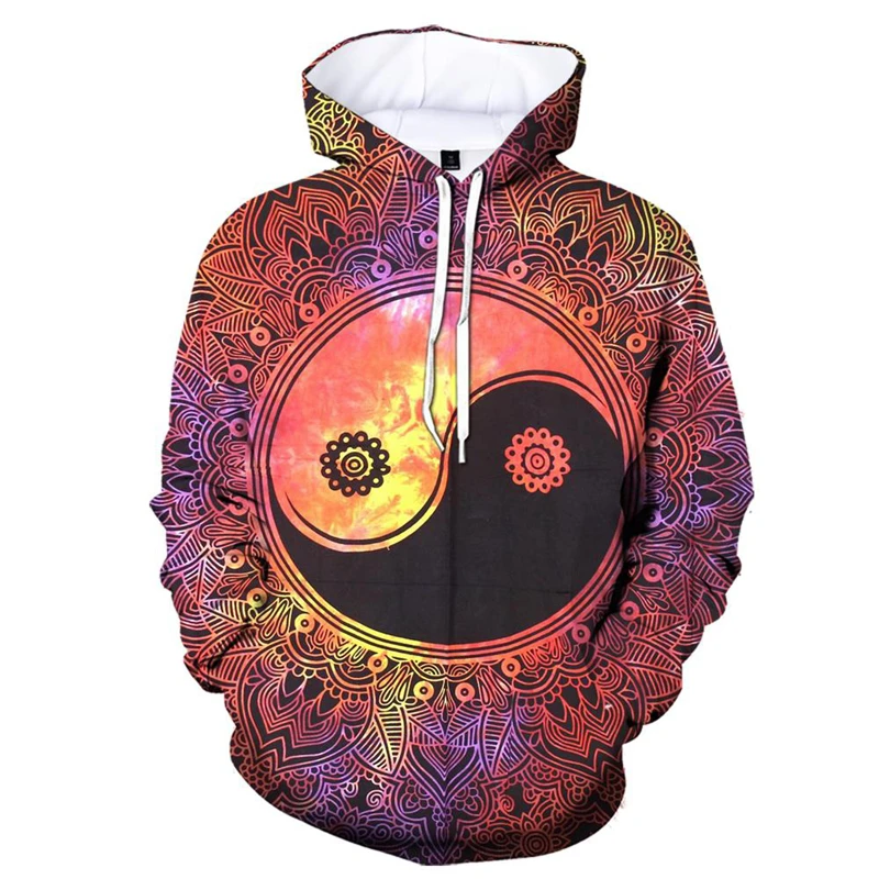 Retro 3D Print Tai Chi Eight Trigrams Ethnic Hoodie For Men Casual Long Sleeve Hoodies Sweatshirt Women Autumn Spring Pullovers