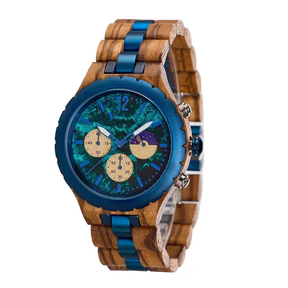 

Steel Wood Multifunctional Men's Business Quartz Watch - Elegant Timepiece for Corporate Settings