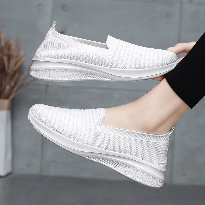 Spring and summer Women Vulcanized Shoes High Quality Women Sneakers Slip On Flats Shoes Women Loafers Plus Size 42 Walking Flat