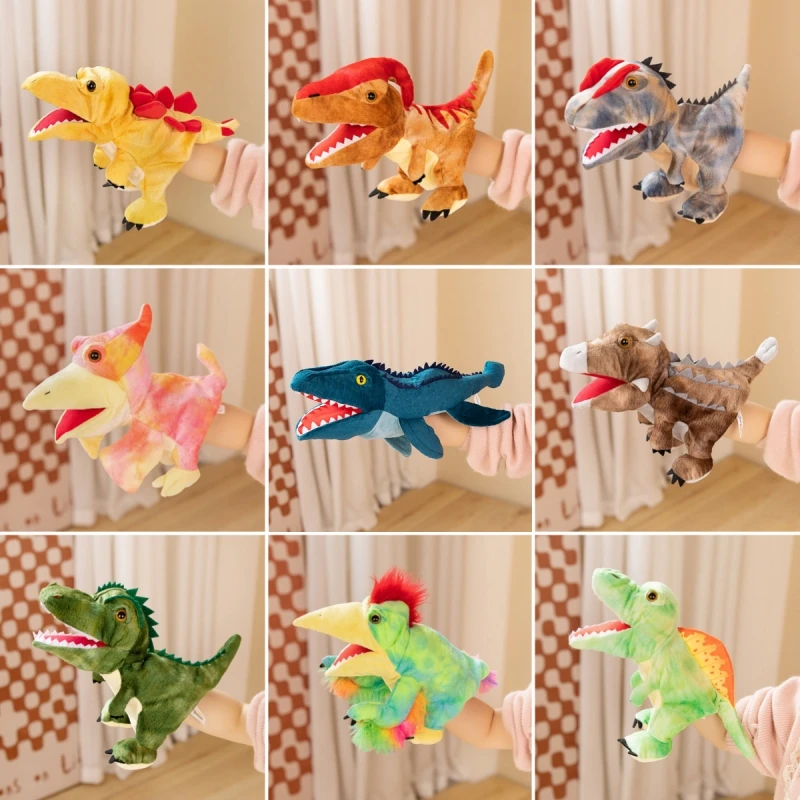 Kawaii imitacja dinozaura pluszowa pacynka miękkie wypchane zabawki pluszowe-zwierzęta lalki prezent urodzinowy świąteczny dla dzieci chłopców dzieci