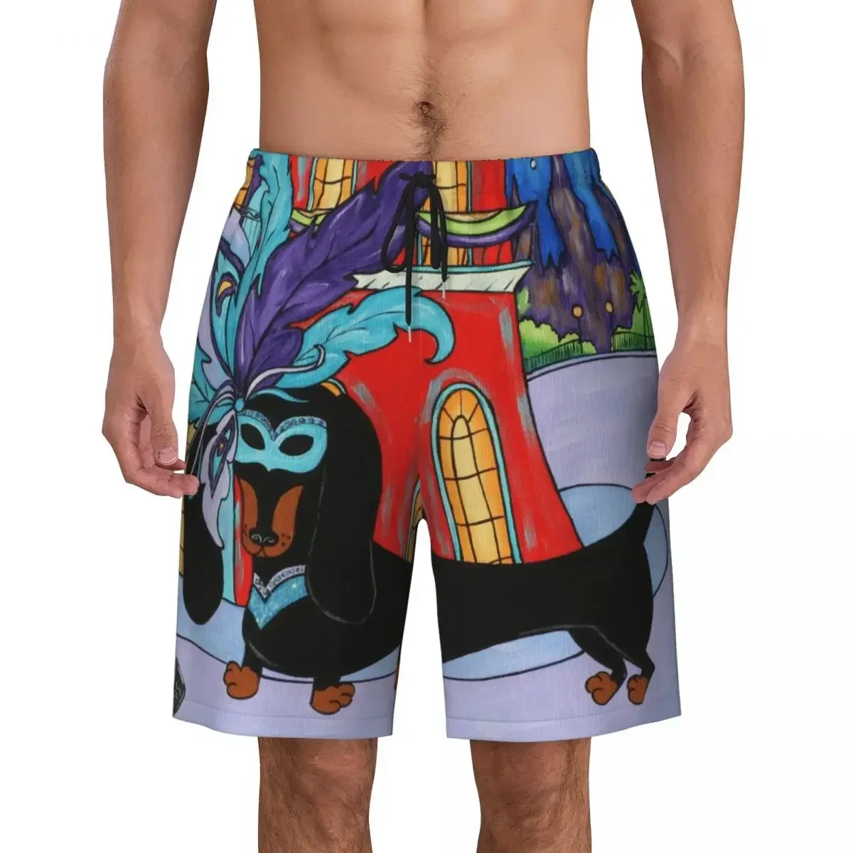 Custom Board Shorts Men's Quick Dry Beachwear Boardshorts Wiener Sausage Puppy Swimming Trunks Bathing Suits