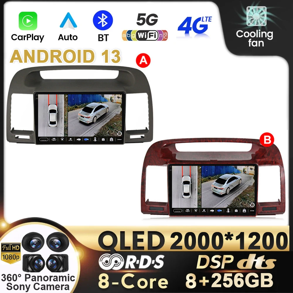 

Android 13 Car Radio Auto For Toyota Camry 5 XV 30 2001-2006 Multimedia Player Navigation Stereos Carplay gps 2din QLED DSP 4G