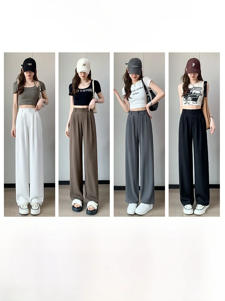 ay Wide Leg Suit Pants Women's High Waist Drapey Ele Straight Slimming Trousers Autumn New Arrival Korean Sle