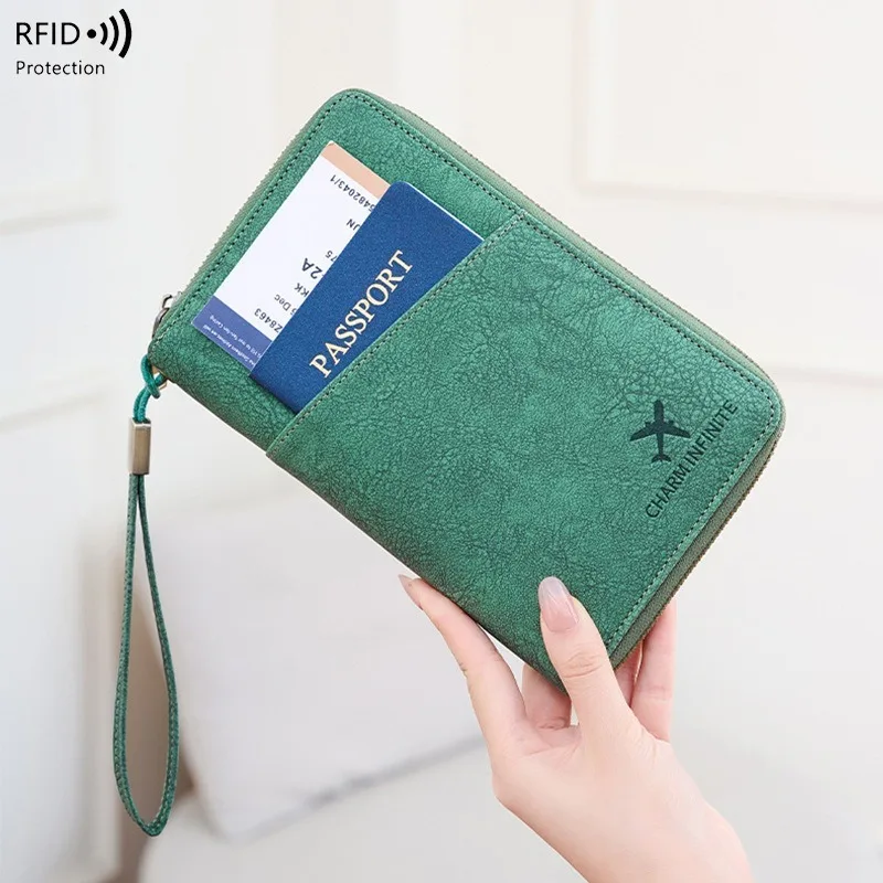 

Новая RFID-сумка для паспорта с длинной молнией, многофункциональный органайзер для документов и билетов, дорожная сумка для хранения.