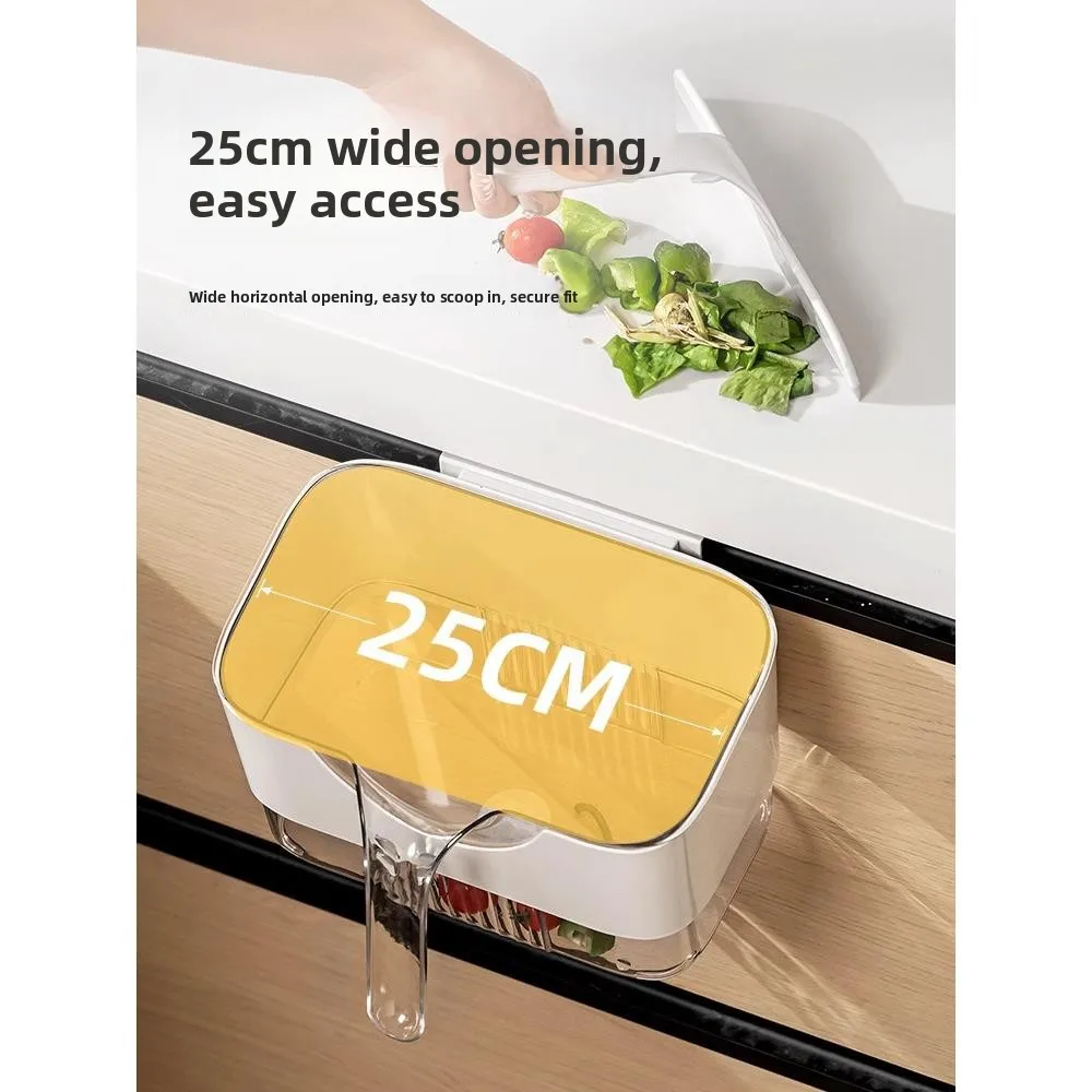Kitchen Waste Bin Hanging Cabinet Style No Bent Back with Scraper Home Use New 2025 Model Compost Special Garbage Can