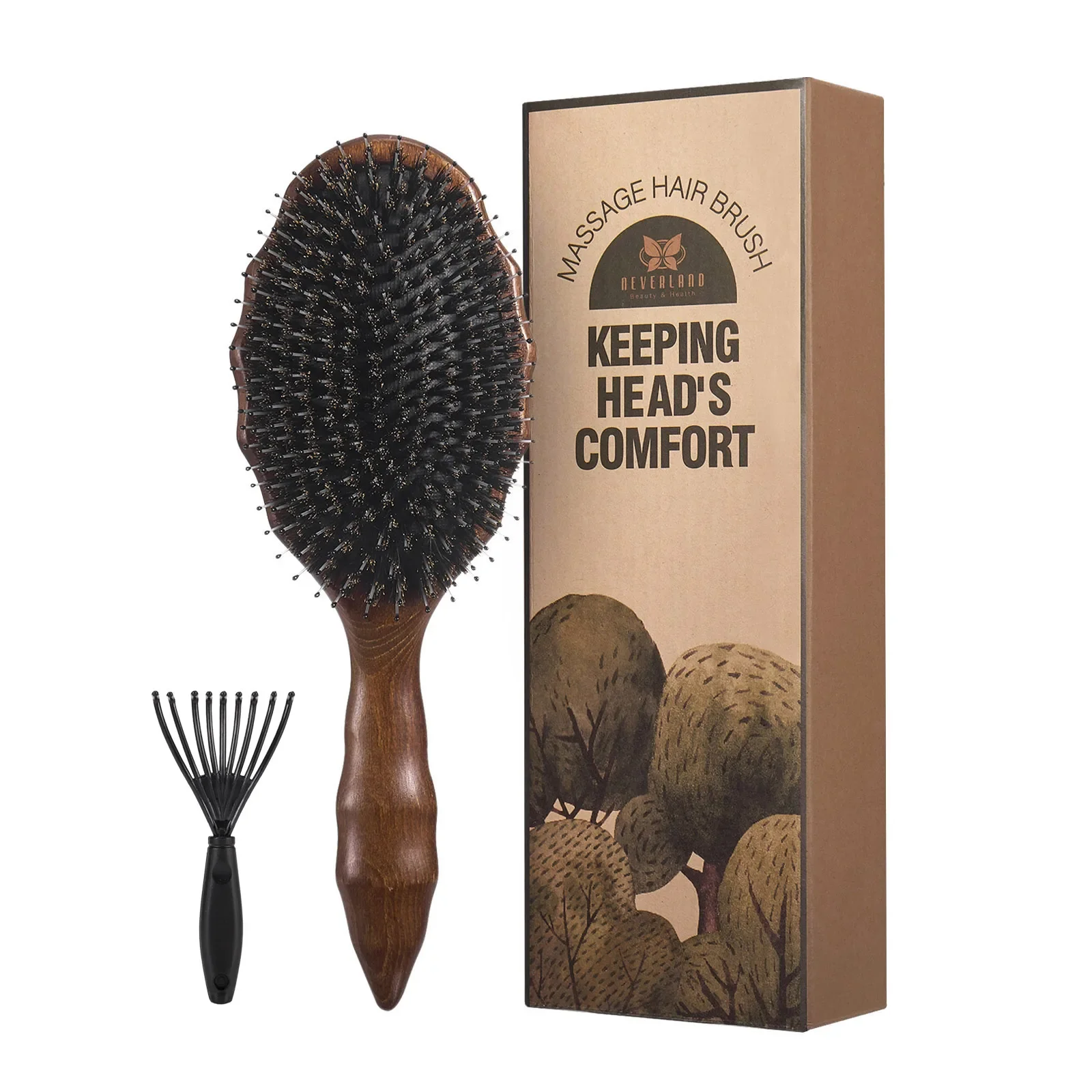 

Professional Bristle Wooden Comb for Salon Bristle Wood Comb for Wigs Curly Hair Eco-friendly Bristle Comb 1piece