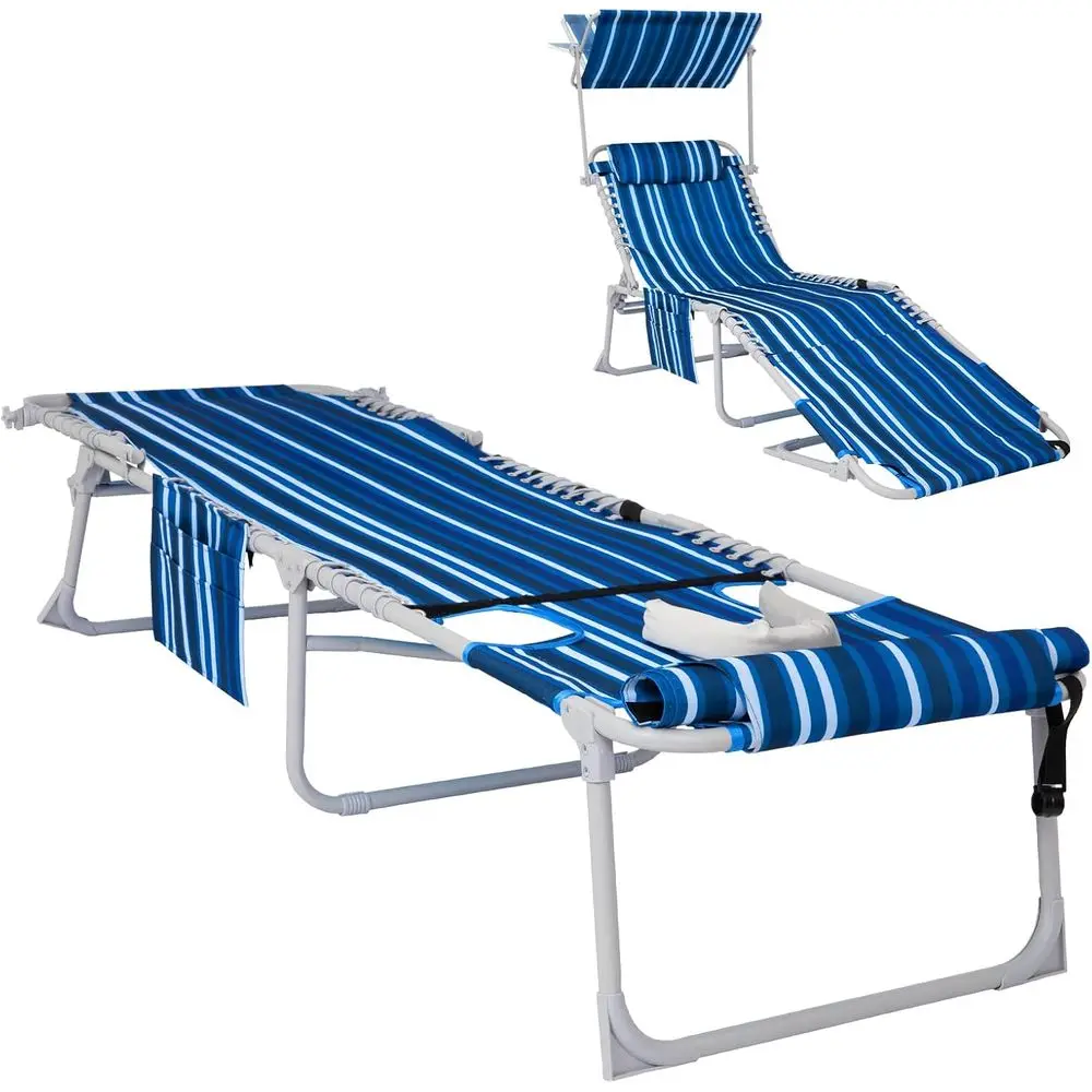 كرسي تسمير 3 في 1 قابل للطي مع فتحة للوجه ومظلة، سعة شديدة التحمل بسعة 300 رطل، 5 أوضاع قابلة للتعديل، شاي صالة خارجي #1