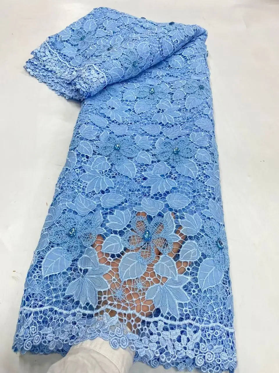 

Высококачественная нигерийская хлопковая ткань с пайетками и вышивкой, кружево, фатин для свадебных и праздничных платьев, шифон, 5 ярдов, JL553 (2026)