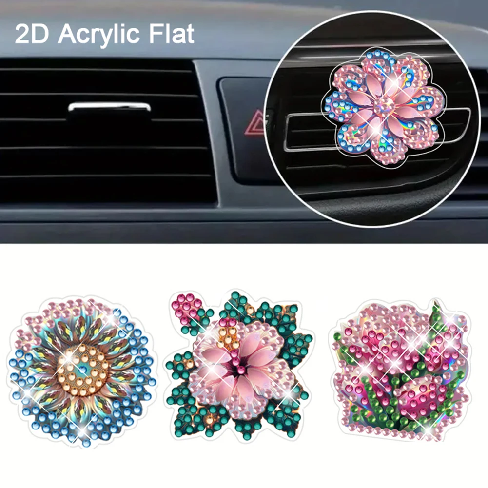 

Flowers Animal 4pc/Set DIY Diamond Car Air Freshener Diamond Art Car Air Vent Clip Aromatherapy Car Air Conditioning Outlet Clip