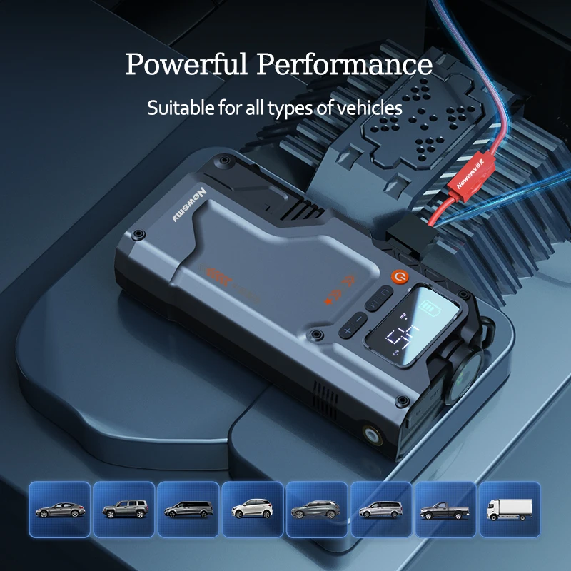 Newsmy 5 In 1 Auto Jump Starter Met Luchtcompressor 20000Mah Draagbare Booster Oplader 2000a Auto Luchtpomp Batterij Startapparaat