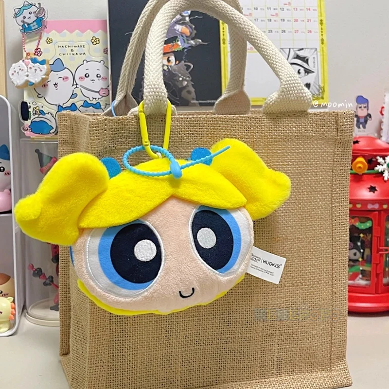 Original 13cm Plush Purses Powerpuff Girls Small Hanging Bag Cute Cartoon Girls Carrying Coin Bag Earphone Storage ID Card Bag