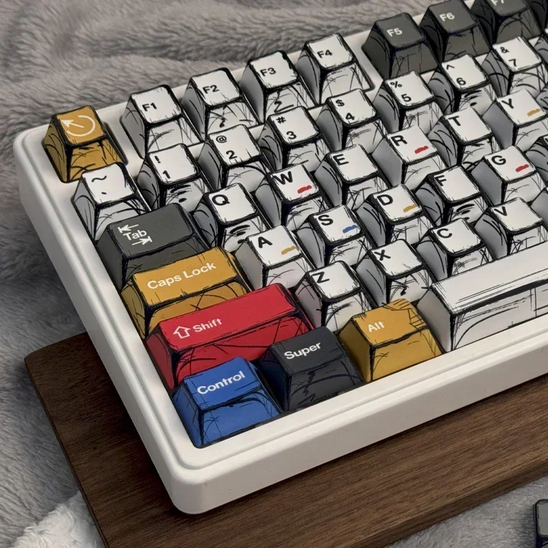 Customized Keycaps with Original Factory Height of 136 Keys, Complete Set of Classic Minimalist Comics for Mechanical Keyboards