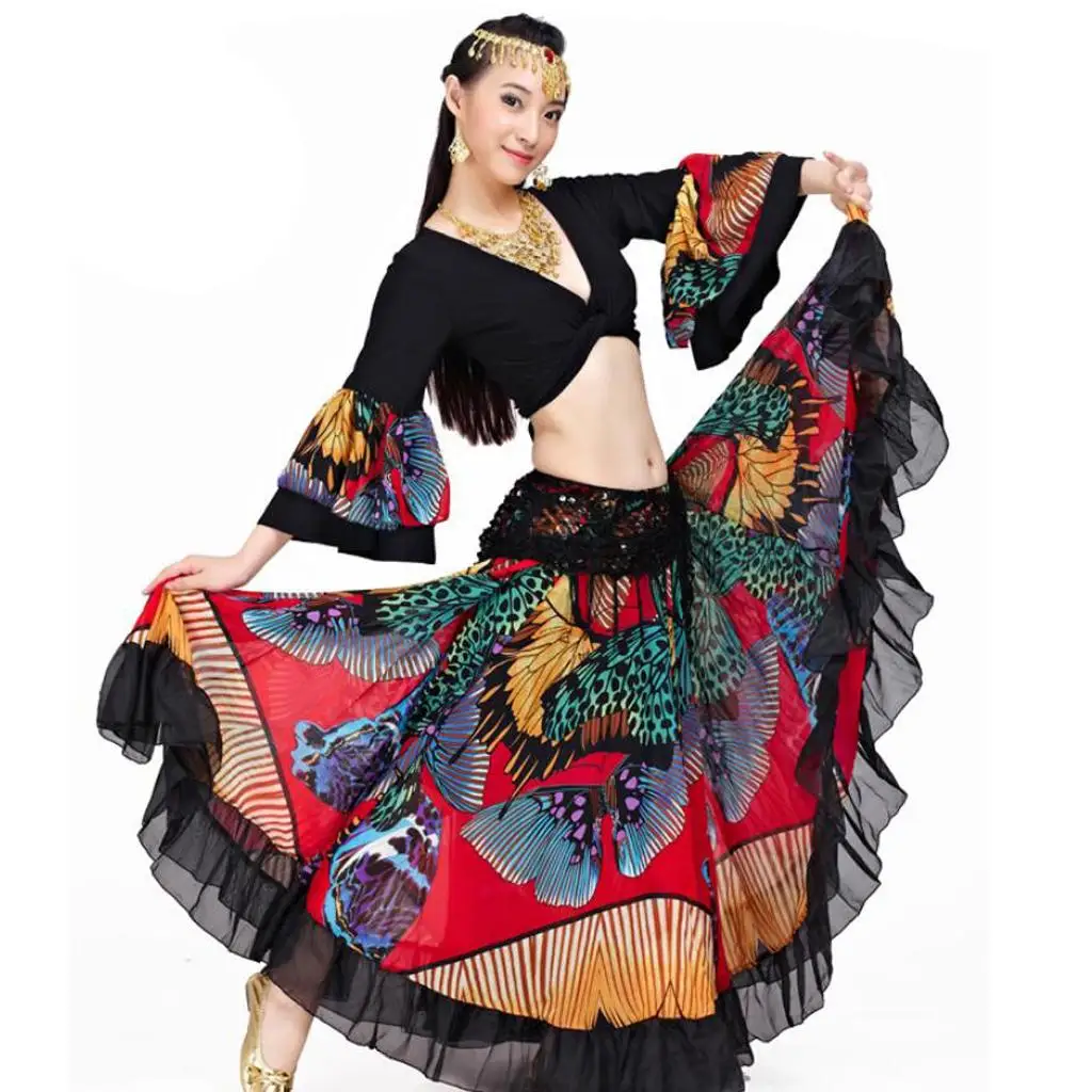 Bellydance Maxi Skirt 25 Yard Gypsy Swing Skirt for Women’s Belly Dancing Performance and Costume Show