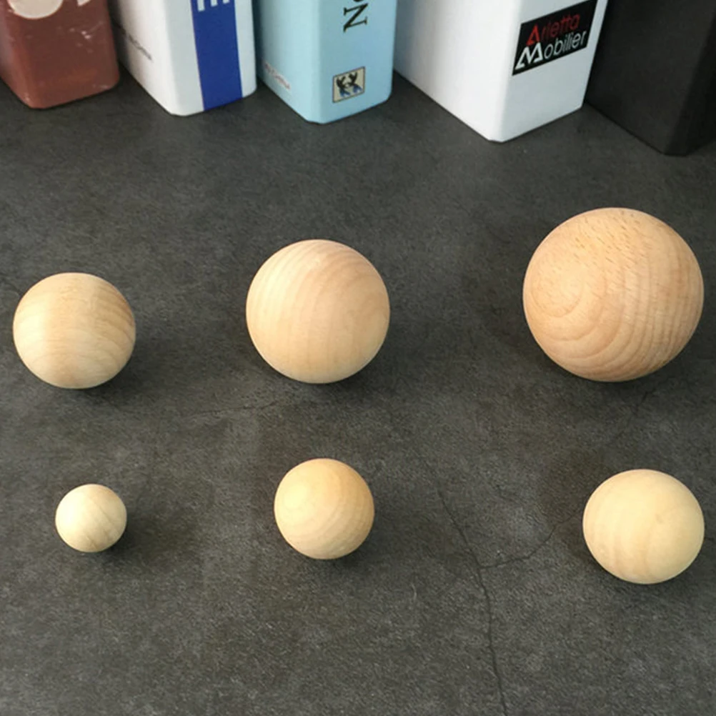 

5 Pcs Wood Balls Solid Smooth Eco Friendly DIY Craft Project Accessories Home Decor Round Wooden Balls for Sewing Tools