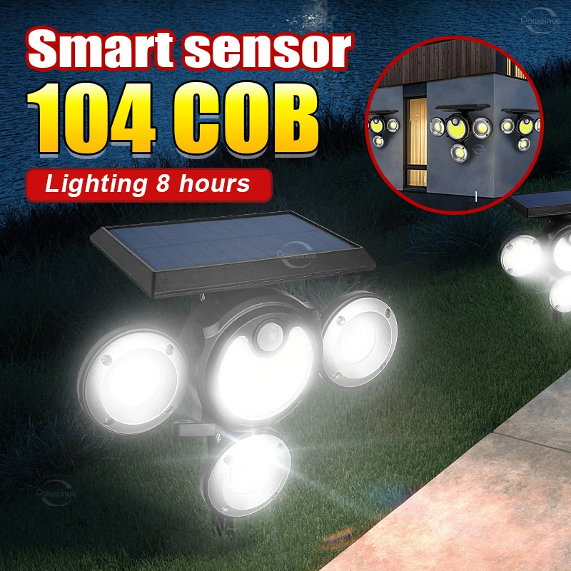 

104 COB Solar Light Ultra Bright Lamp Ground Lamp Motion Sensor Solar Lamp Garden Lamp Solar Charging Wall Light LED Lights
