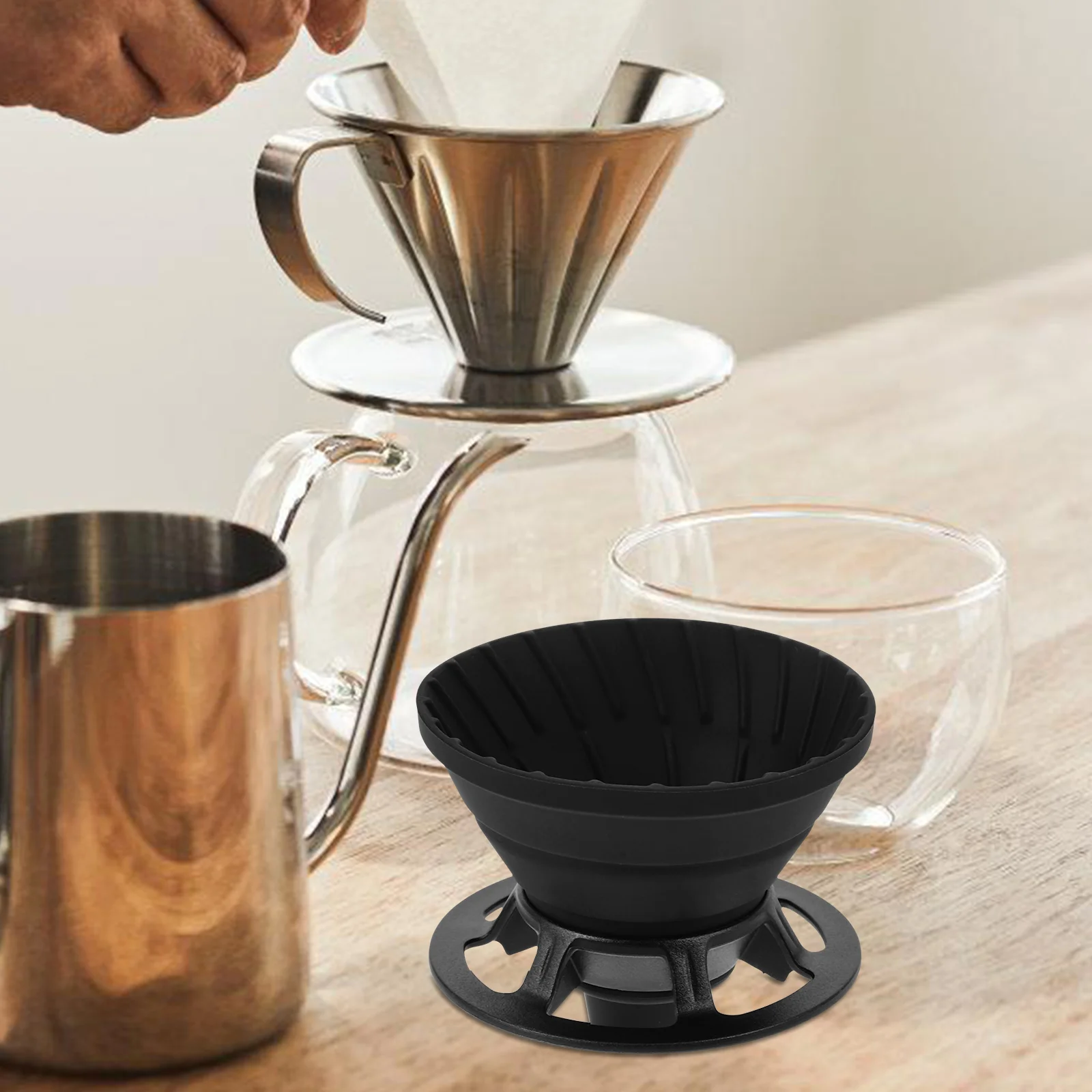 

Coffee Filter Cup Collapsible Strainer Silicone Maker Dripper Portable Outdoor Camping Kitchen Dining Item Easy Clean