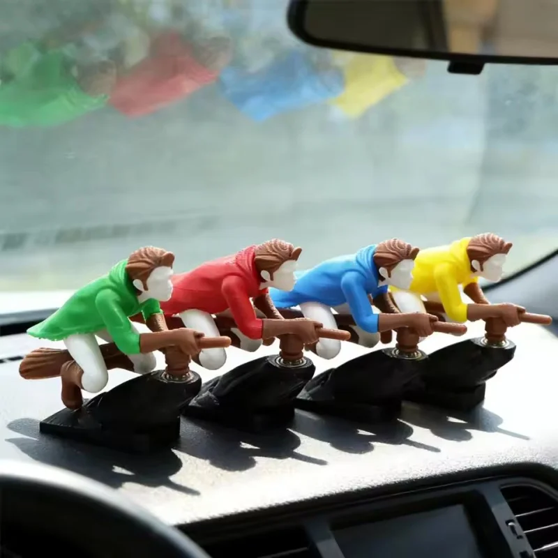 Witch And Wizard Broomstick Dashboard Drift Ornaments,Fantasy Car Decoration,Fun Drift & Turn Wizard