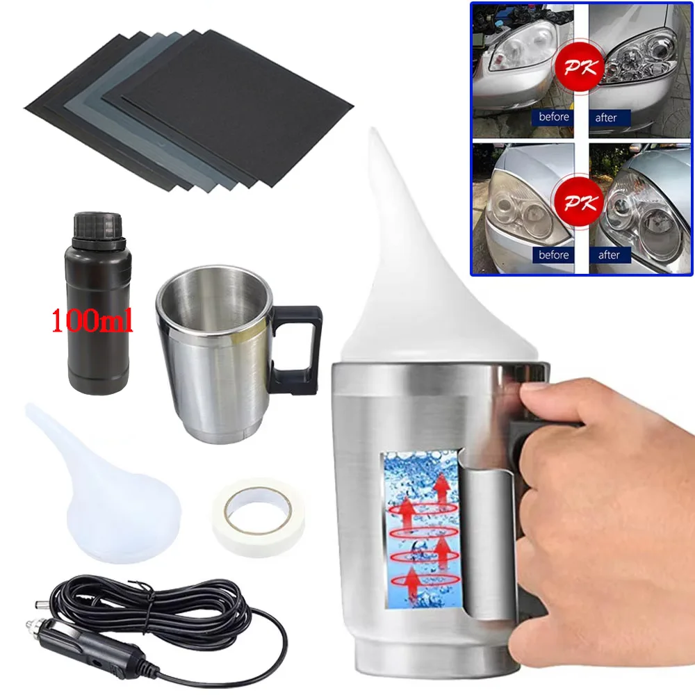 Kit de polissage de phares de voiture 100ML, restauration de phares, liquide polymère, rénovation de phares, Kit de réparation et de nettoyage, outil Automobile