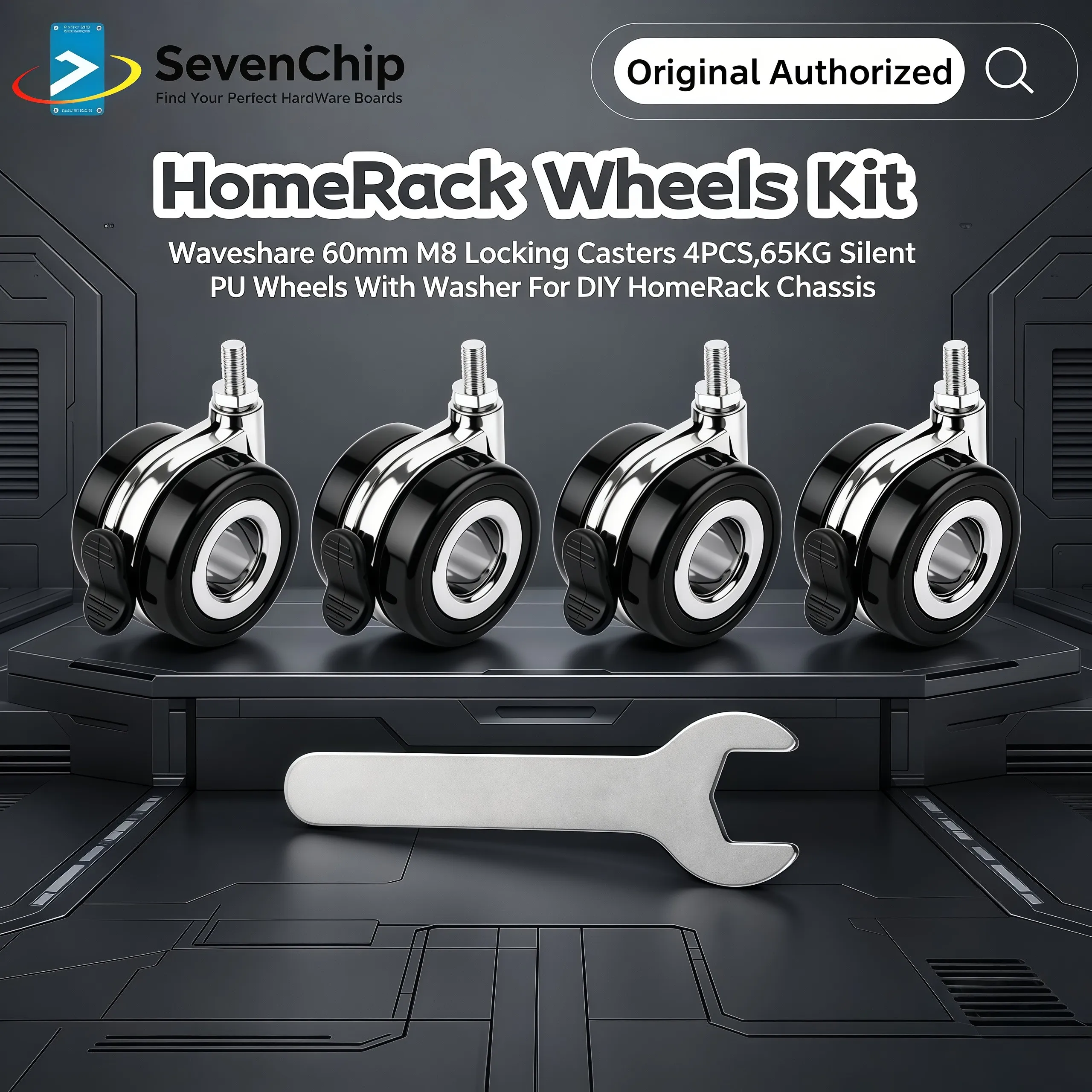 

Waveshare 60mm M8 Locking Casters 4PCS,65KG Silent PU Wheels With Washer For DIY HomeRack Chassis