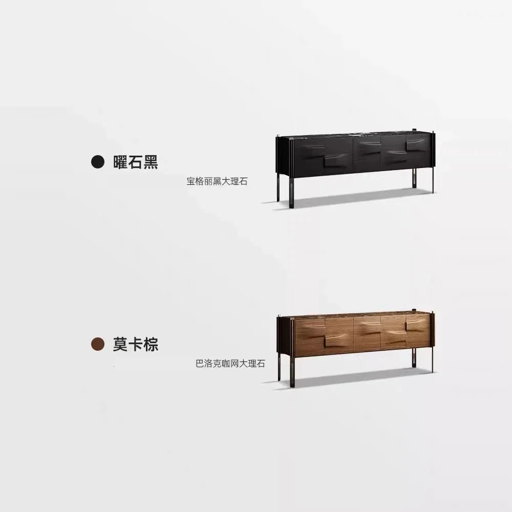 خزانة شرفة خشبية صلبة خفيفة فاخرة إيطالية حديثة وبسيطة وخزانة جانبية لتناول الطعام من الرخام وتخزين غرفة المعيشة في الفيلا #6