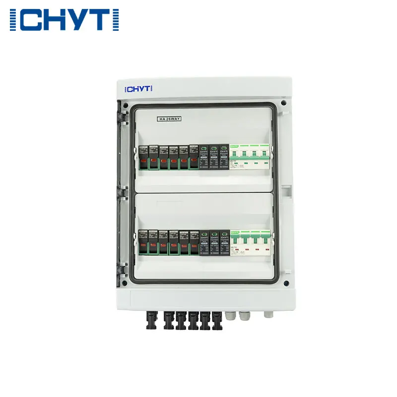 Waterproof Outdoor Surface Mounted 6-in-2-out 1000V IP65 Solar PV Surge Lightning Protection DC Distribution Box Combiner Box