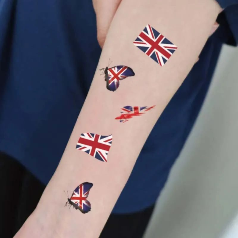 British Flag Temporary Tattoo Sticker, Long-lasting Waterproof, Realistic Non-reflective Fake Tattoo, for Men and Women