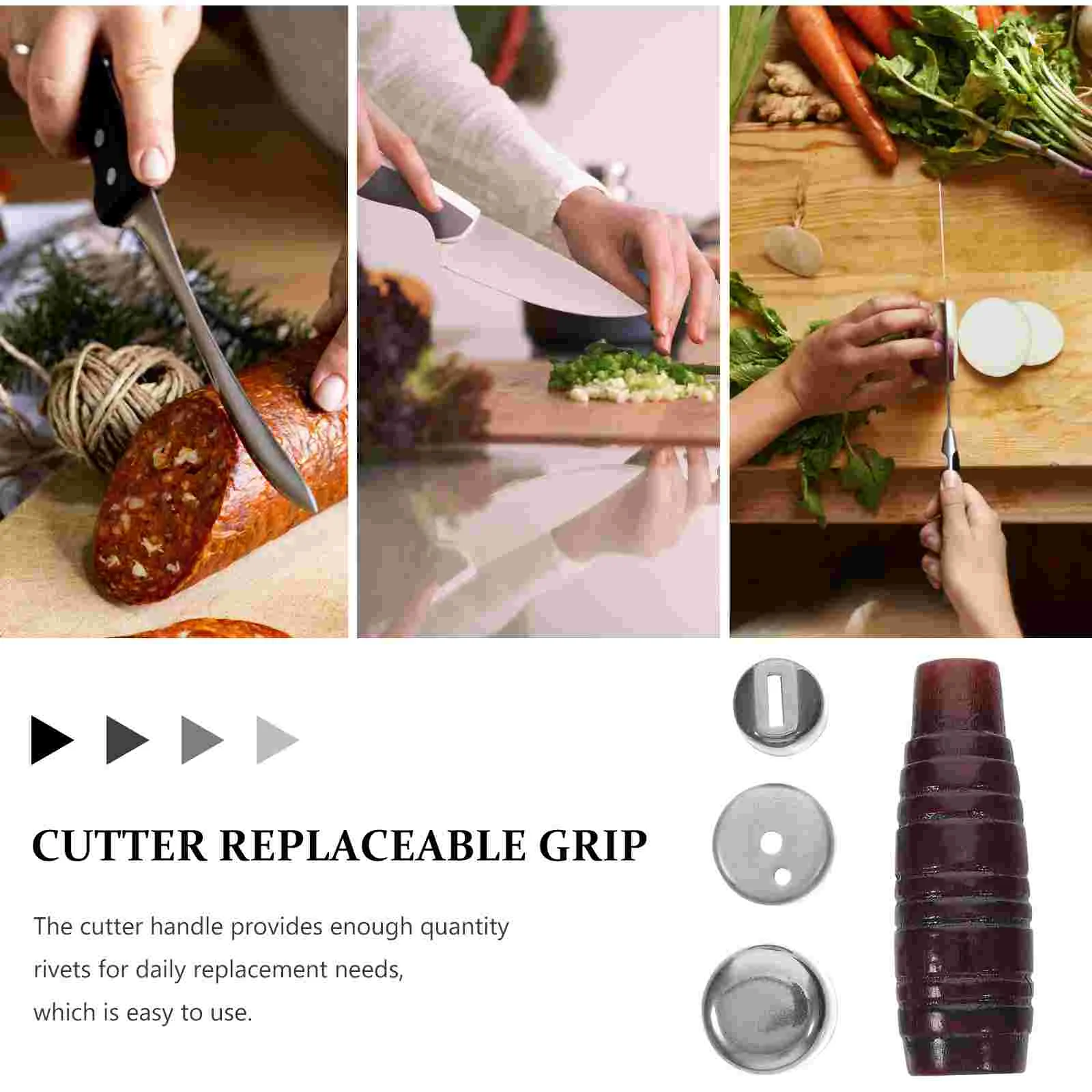 Kitchen Hand Grips Replacement for Knife Handles Chef Non-skid Wooden Japanese