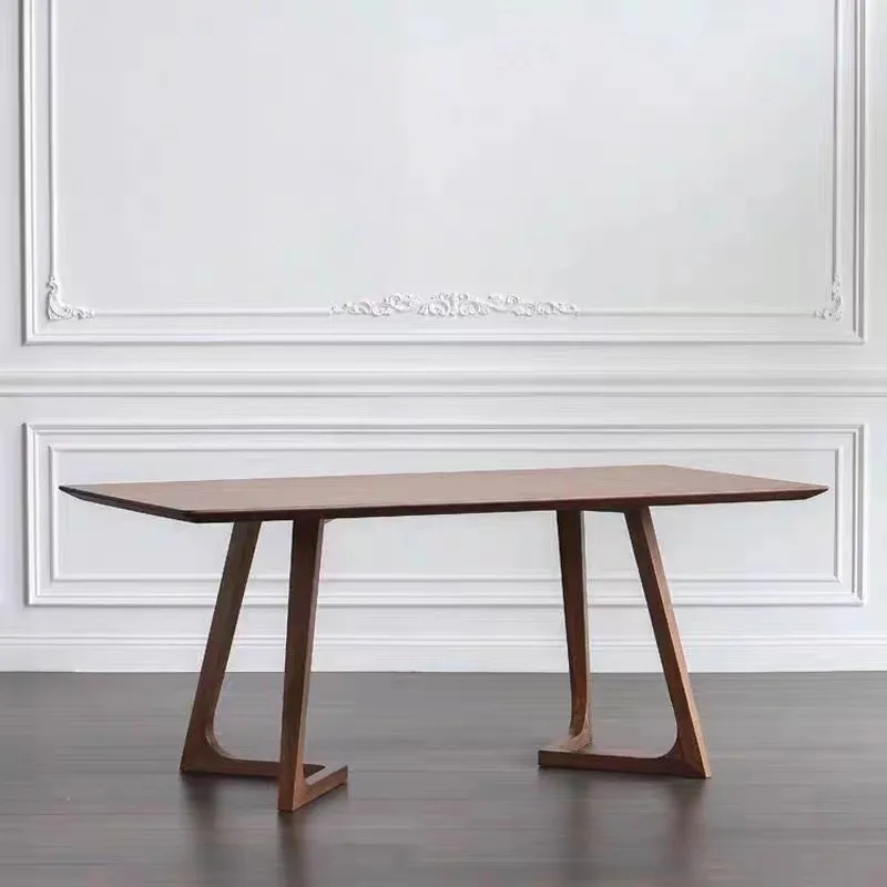 Nordic solid wood dining table, simple small apartment, log eating table, chairs, dining room, casual rectangular coffee table,