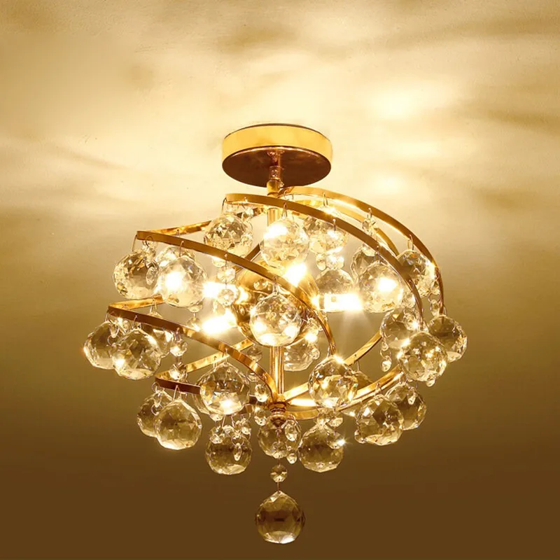 2024 New Modern Rotating Ball Crystal Pendant Light Chandelier Fixtures Home Appliance Corridor Stairs Lamps Fathers Day Gifts