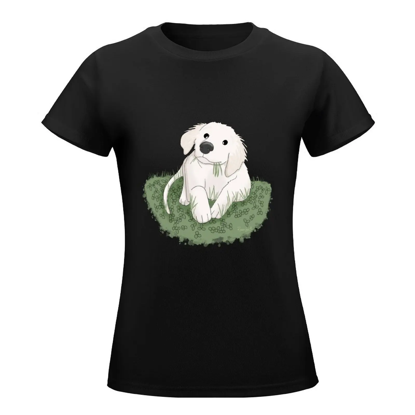 White Golden Retriever Puppy T-Shirt Blouse quick drying kawaii clothes cat shirts for Women