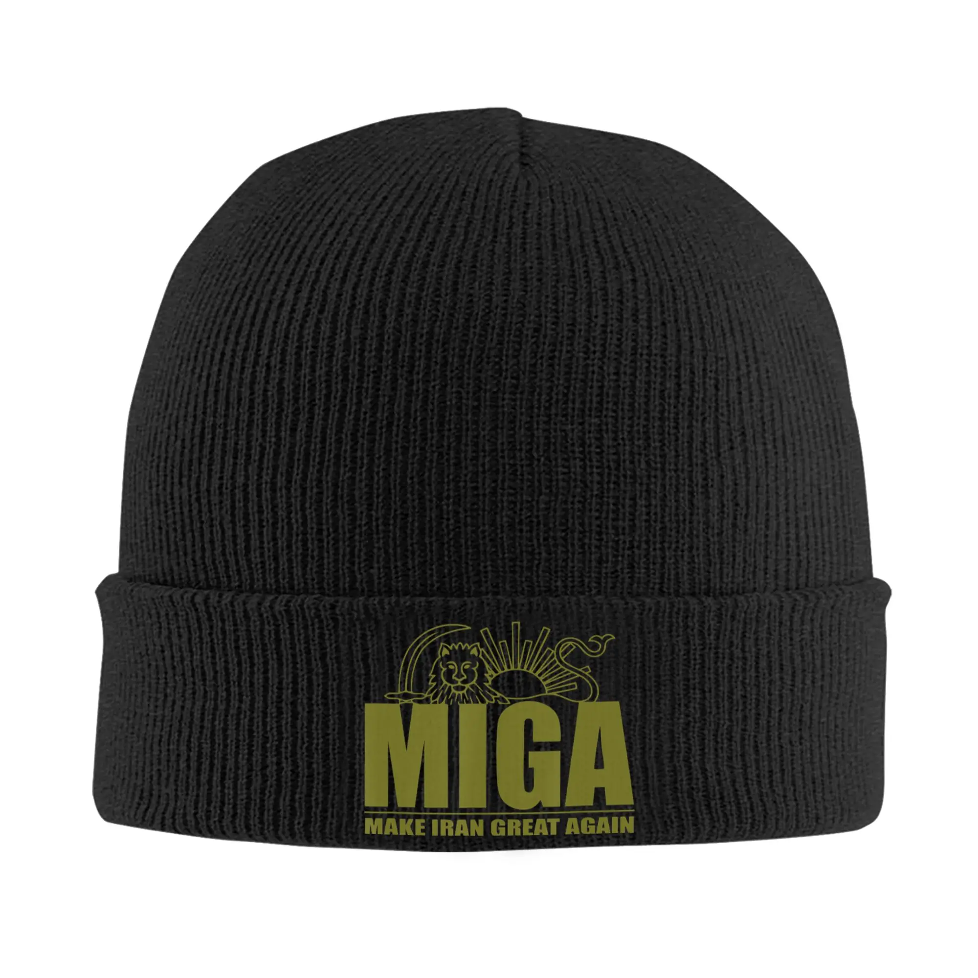 MIGA Iran Persian Paris Persepolis Knitting Hat Beanie Hats Outdoor Elastic Male Bonnet Hats Spring Pattern Casual Caps Gift