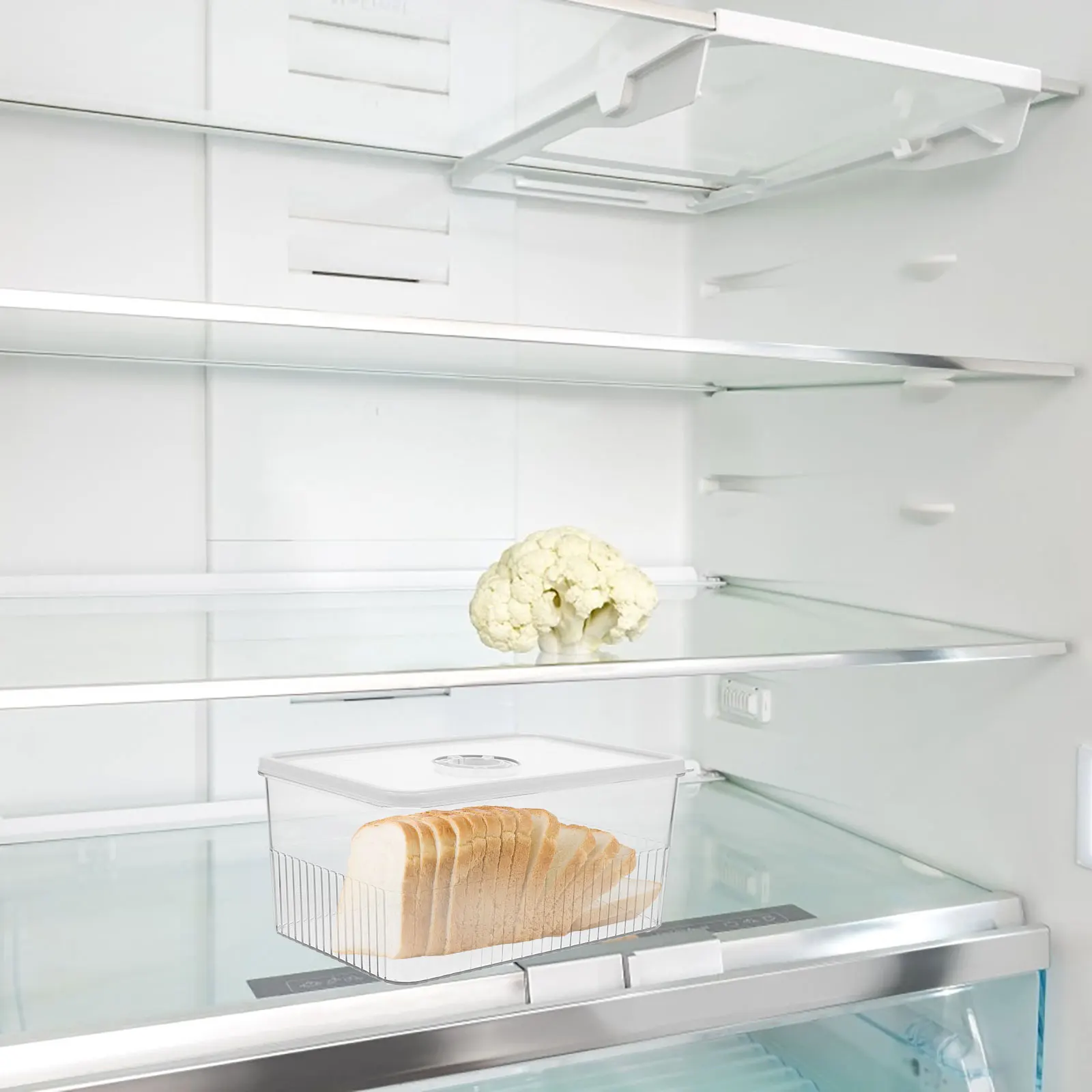 

1pcs Bread With Lid Fridge Organizer Fresh Food Container For Fruits Refrigerator Accessory Freezer Case Kitchen