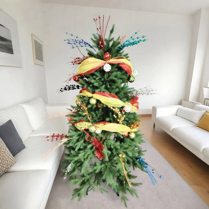 9Ft شجرة عيد الميلاد الديكور شبكة الشريط مع الكرة البيضاء الخضراء DIY بها بنفسك شجرة عيد الميلاد الديكور التفاف الشريط ديكور الزفاف