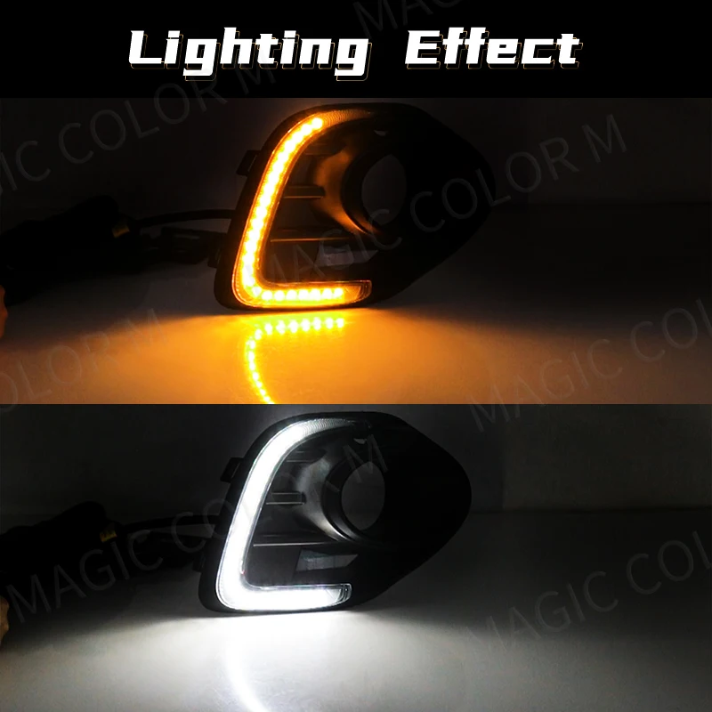 DRL For Mitsubishi Lancer 2015 2016 2017 LED Daytime Running Light Turn Signal Daylight Waterproof Fog Head Lamp Car Accessories