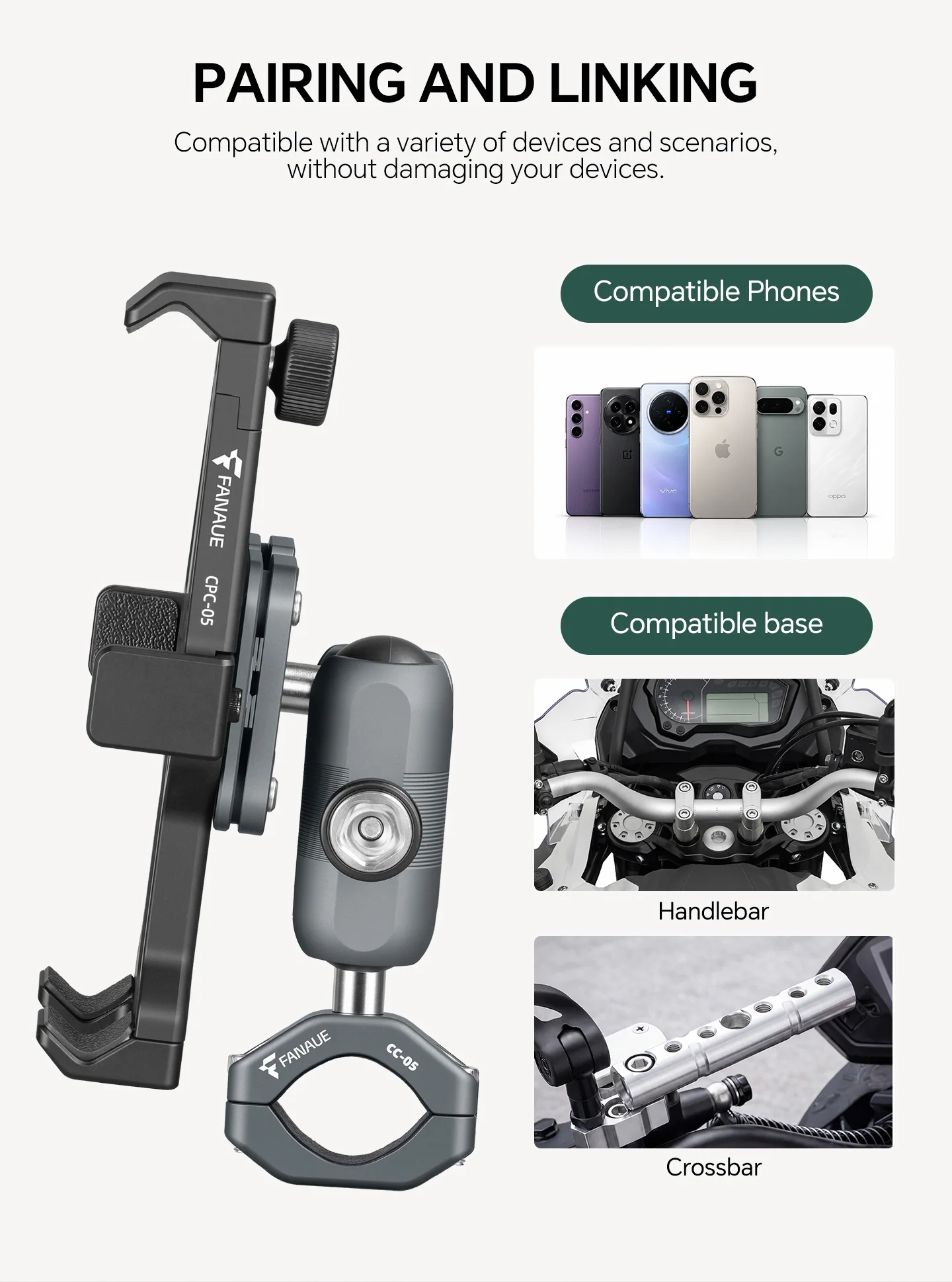 FANAUE Motorrad- und E-Bike-Handyhalterung mit Stoßdämpfung und Anti-Shake-Funktion für Fahrrad-Navigation – Detail 3