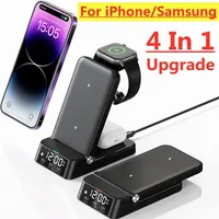 4 In 1 Wireless Charger Stand For iPhone 14 13 12 11 X Samsung Galaxy S22 S21 Apple Watch Airpods 30W Fast Charging Dock Station