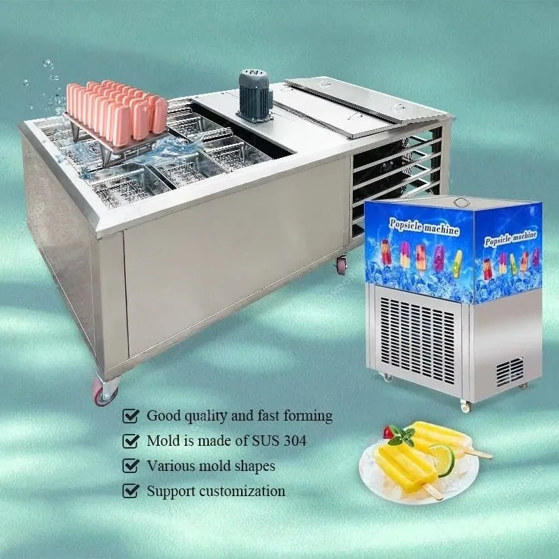 2 Mould 6 Mold Stainless Steel Hard Lolly Maker Milk Chocolate Ice Cream Popsicle Make Machine with Stick