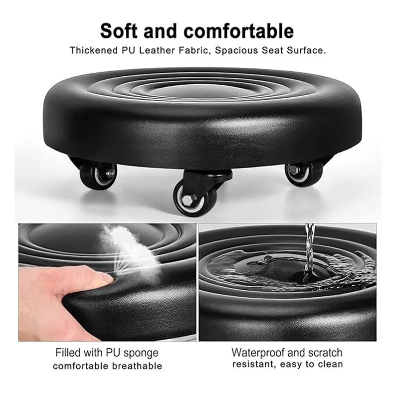 PORK-Roller Universal Wheel Rolling Stool Stable& Drop-Proof Low Height Design For Home Office Fitness Garage Use