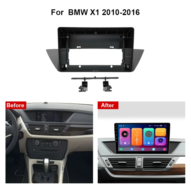 MAMSM 10 inch Car Radio Fascias Frame For BMW X1 E84 2010-2015 Stereo Panel Wiring Harness Power Cable CANBUS Decoder Mount KIt