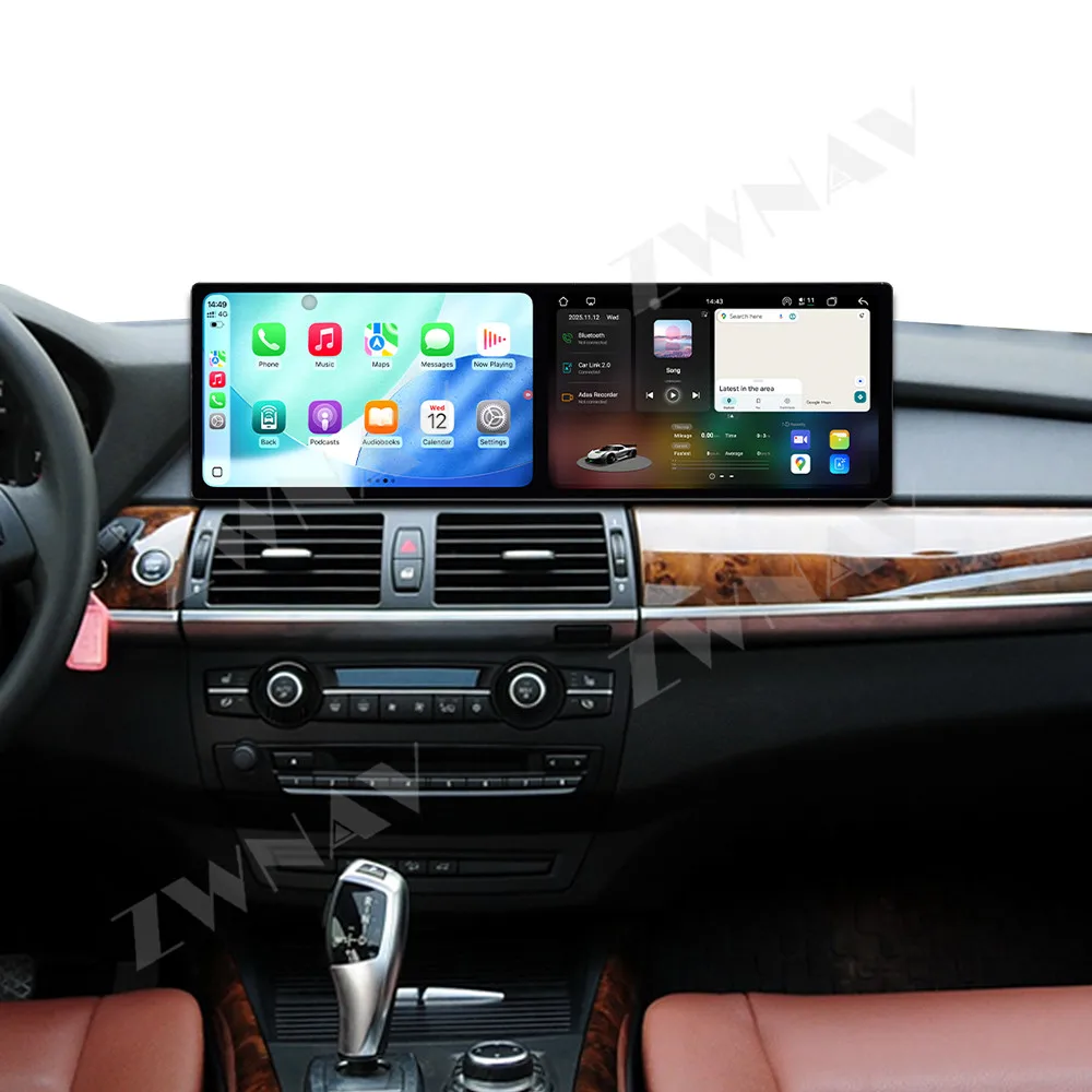 

Двухэкранный мультимедийный проигрыватель 9.1 дюйма для BMW X5 2013-2017 NBT Android 15.0 с автонавигацией, CarPlay, радио и беспроводным подключением.