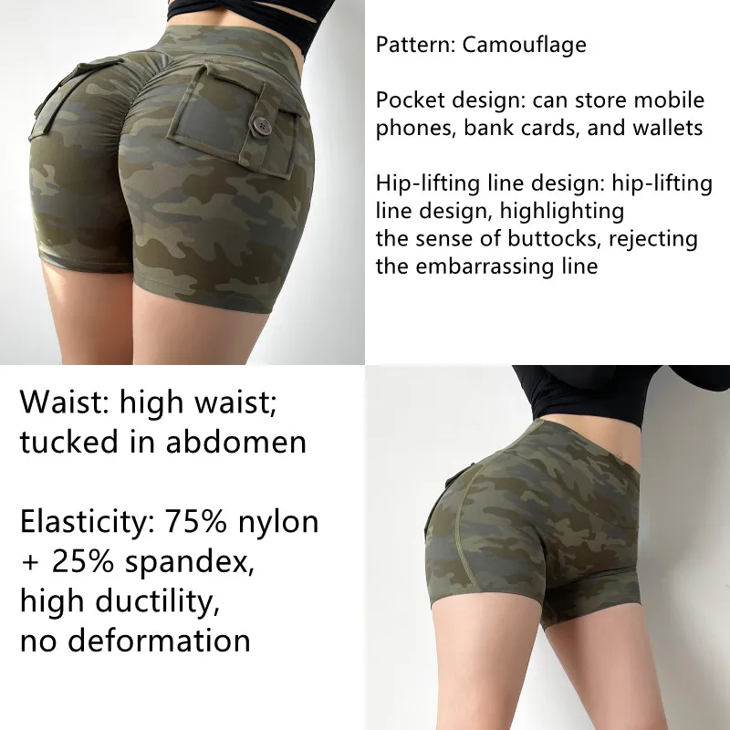 Crotch zipper openings for easy Women Sports High Waist Shorts fun pants Summer Sexy with Pocket Athletic Gym Workout