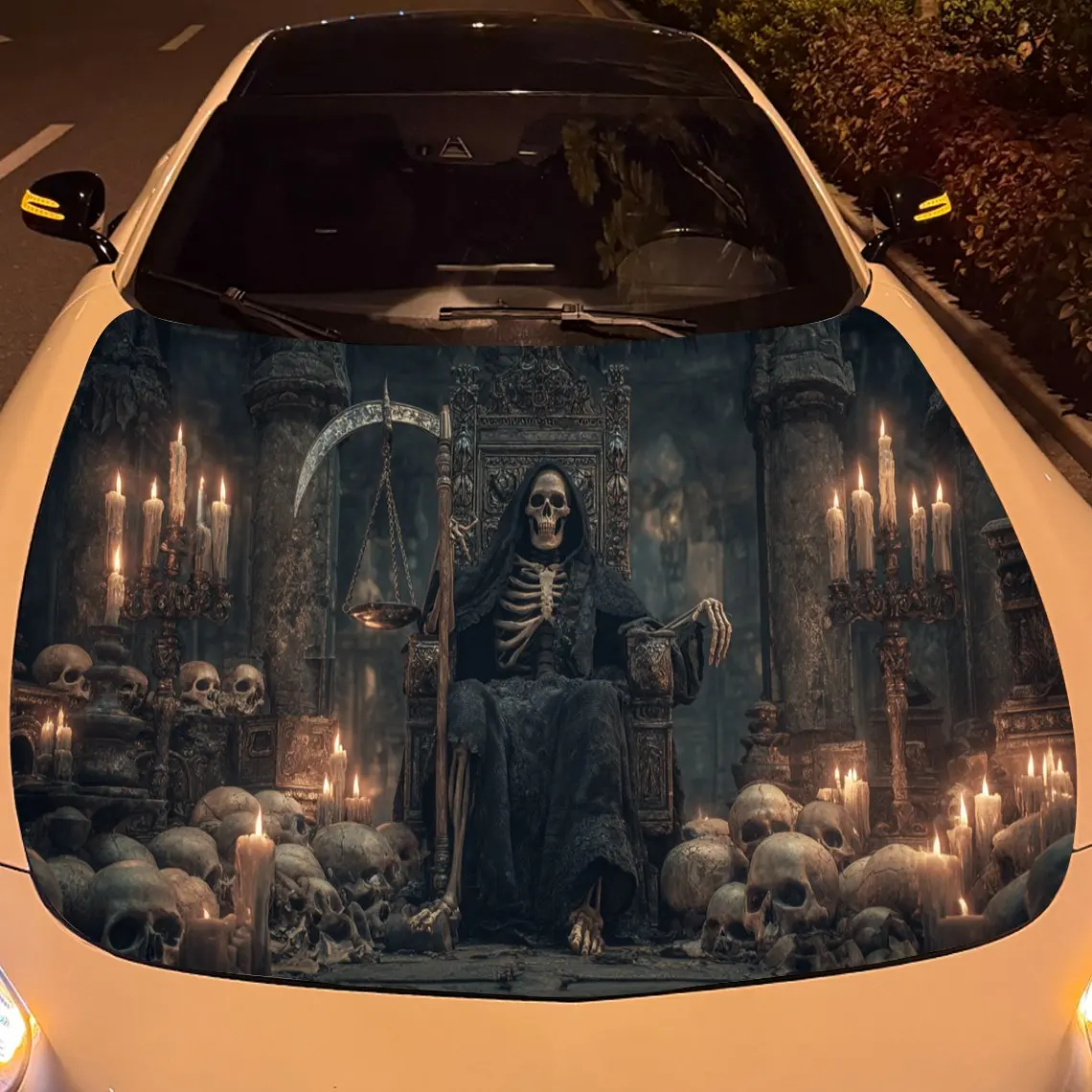 العرش القيثارة الله في ميرياد الشموع الجمجمة المجال سيارة الفينيل التفاف ، المواد البلاستيكية للماء غطاء السيارة ملصق ، خدش ذاتية اللصق